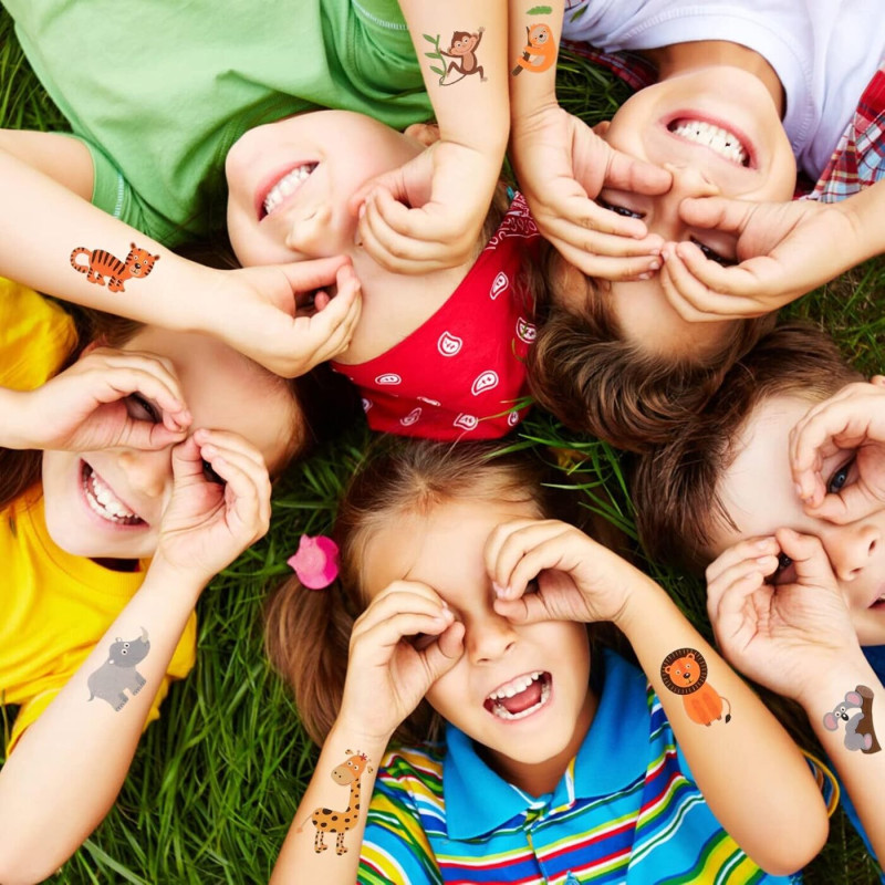 10 loksnes bērnu tetovējumi, pagaidu bērnu tetovējumu uzlīmes, spīd tumsā, ūdensizturīgi