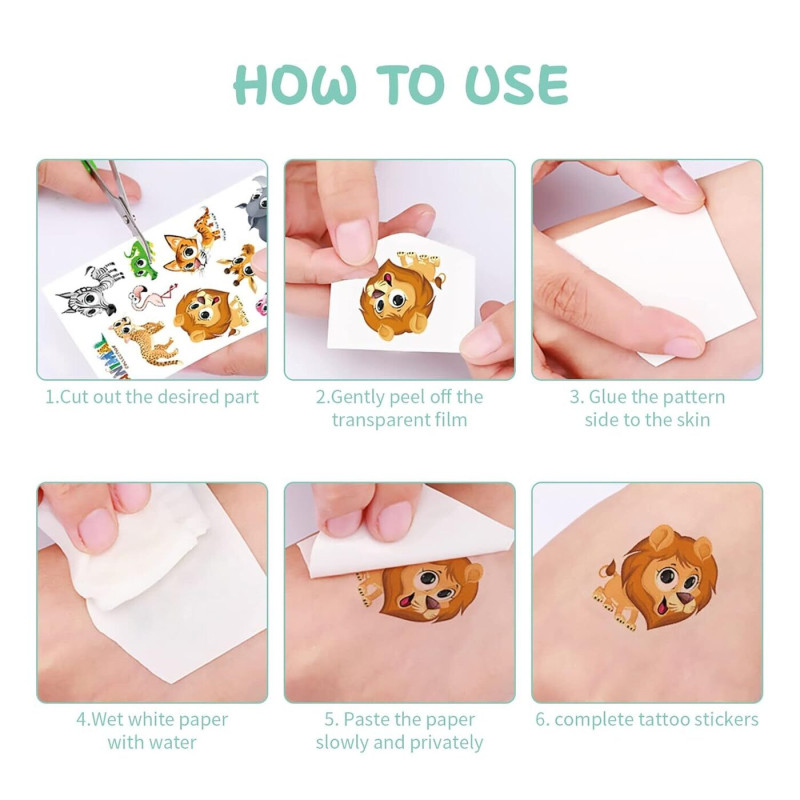 10 loksnes bērnu tetovējumi, pagaidu bērnu tetovējumu uzlīmes, spīd tumsā, ūdensizturīgi